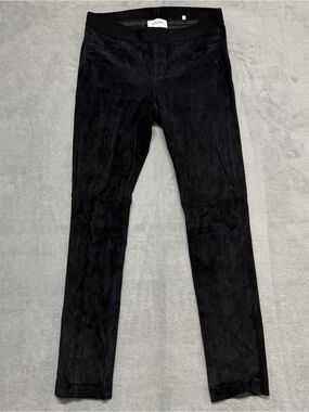 GEORGES RECH Paris Women's Pants Leggings Size 40 Suede Black Elastic Waist